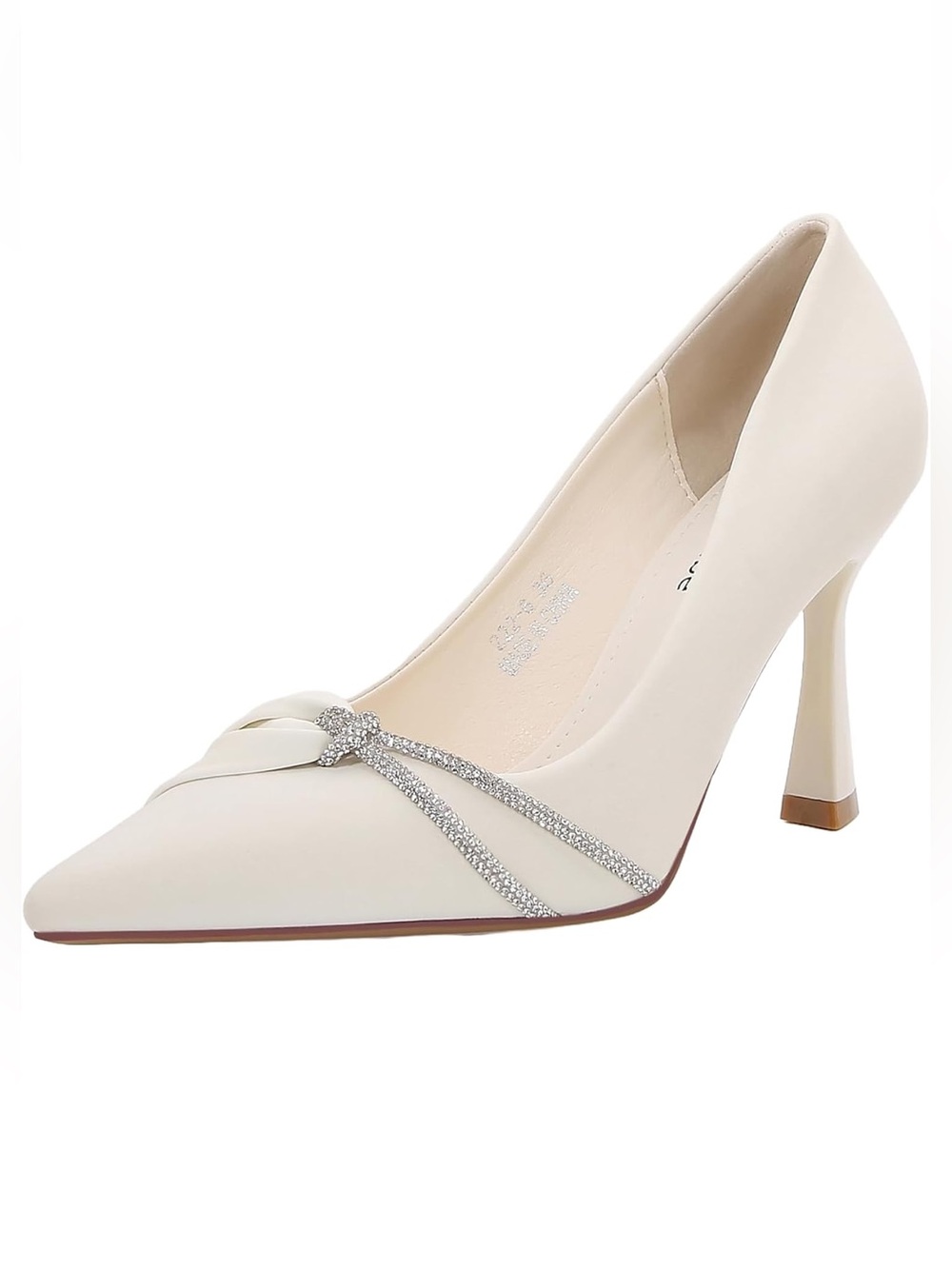 NWT VeroVibe Ivory Pointed Toe Heels Rhinestone Detail Size 10